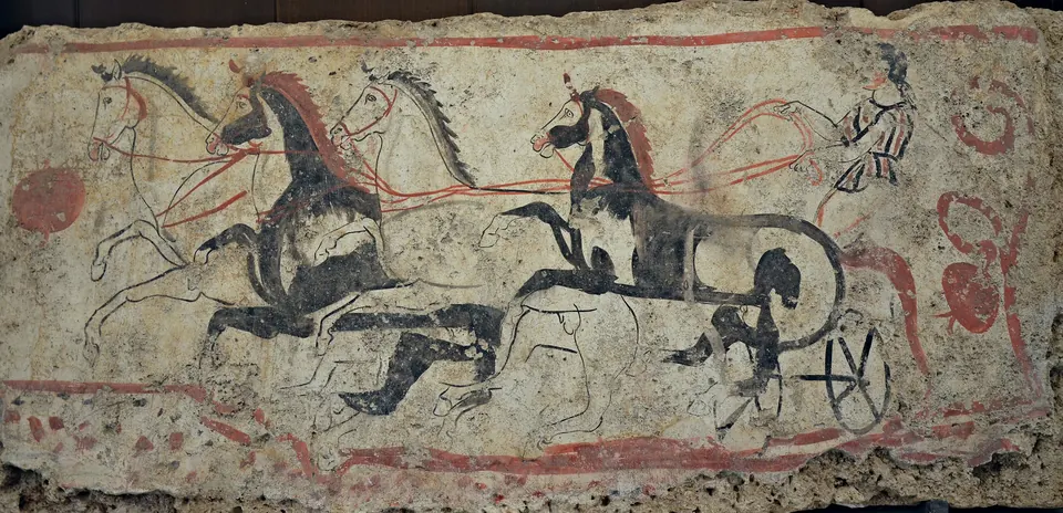 Una cuadriga en una tumba lucana