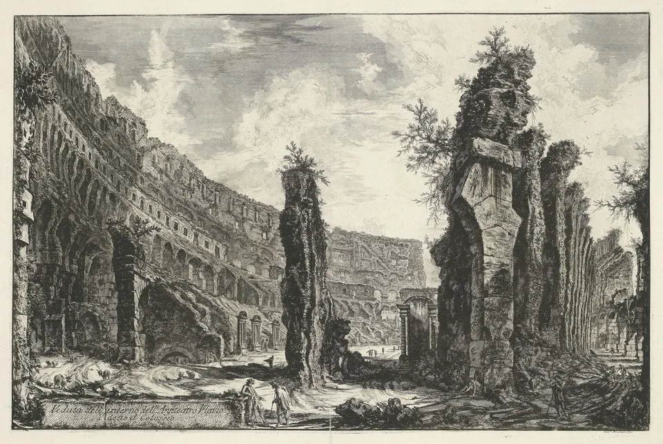 Interior del Anfiteatro Flavio, llamado el Coliseo
