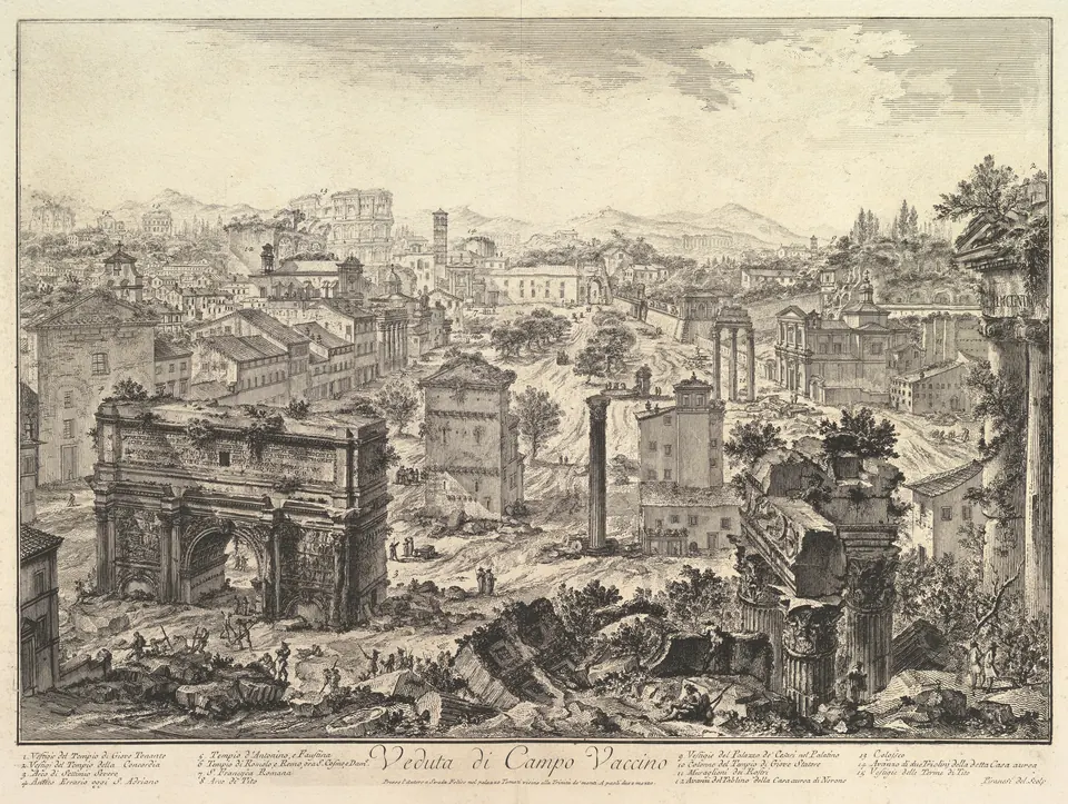 El Foro Romano, o Campo Vaccino, desde el Capitolio